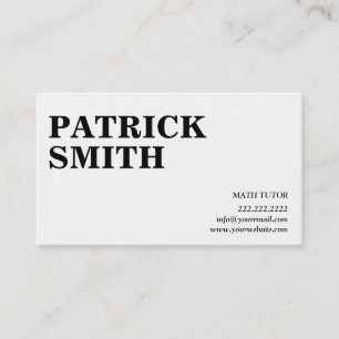 Minimal Plain Bold Text Math Tutor Business Card