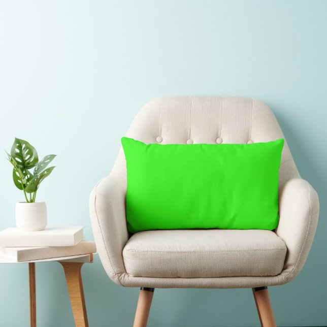 Minimal plain green solid colour lumbar cushion (Chair)