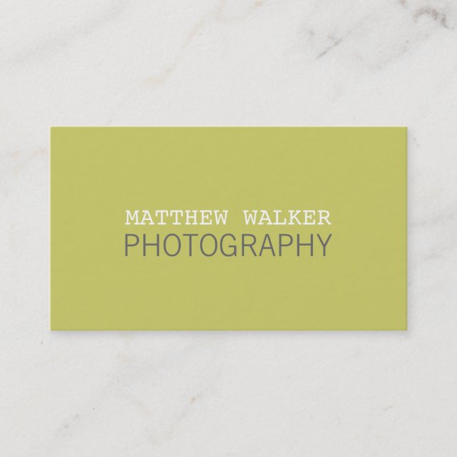 MINIMAL plain modern smart chartreuse green grey Business Card (Front)