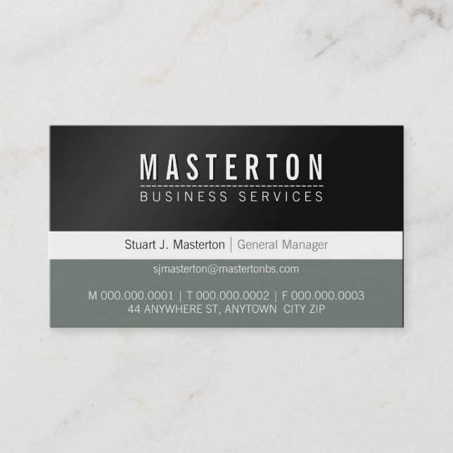 MINIMAL plain simple corporate black grey Business Card (Front)