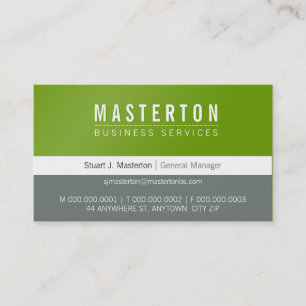 MINIMAL plain simple corporate grass green grey Business Card