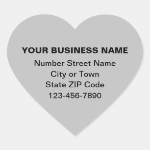 Minimal Plain Texts Business Brand on Grey Heart Sticker
