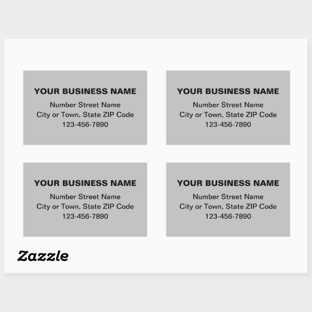 Minimal Plain Texts Business Brand on Grey Rectangular Sticker (Sheet)