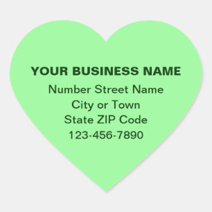 Minimal Plain Texts Business Brand on Light Green Heart Sticker