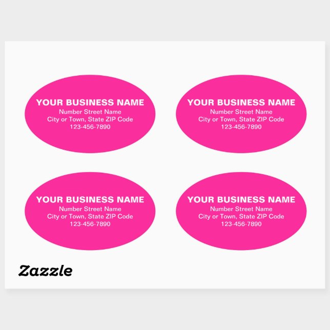 Minimal Plain Texts Business Brand on Pink Oval Sticker (Sheet)