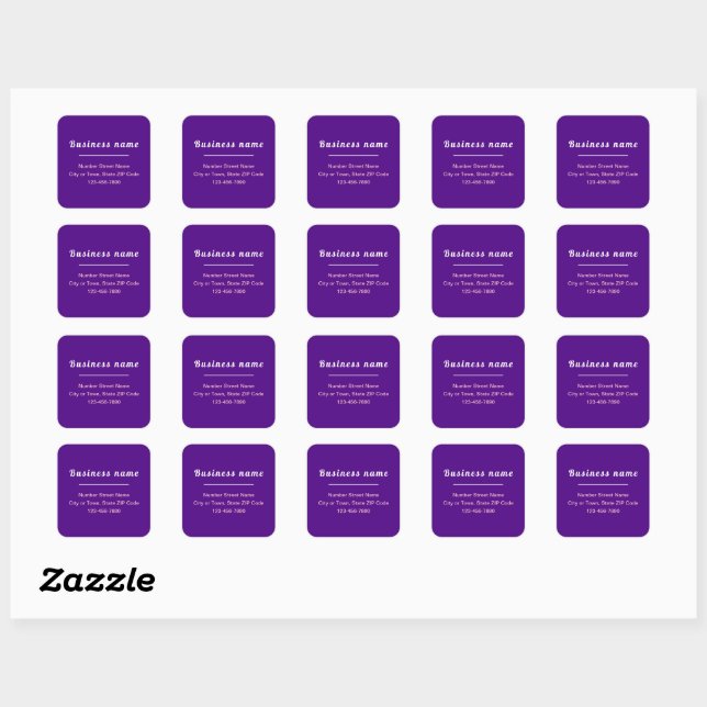 Minimal Plain Texts Business Brand on Purple Square Sticker (Sheet)