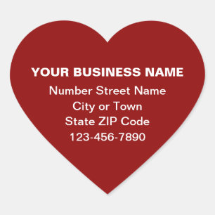 Minimal Plain Texts Business Brand on Red Heart Sticker