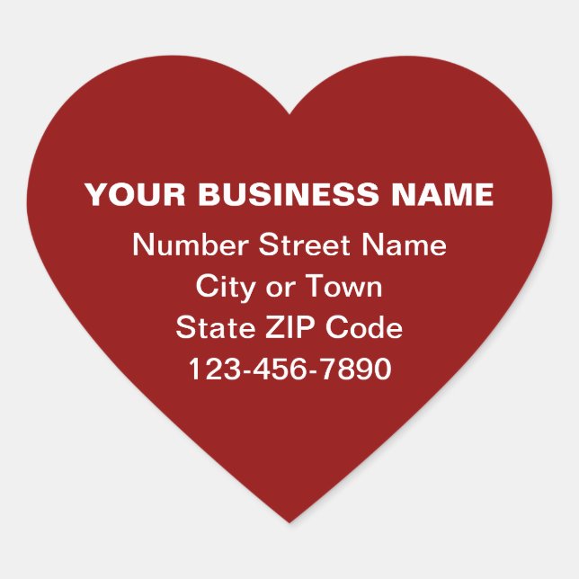 Minimal Plain Texts Business Brand on Red Heart Sticker (Front)