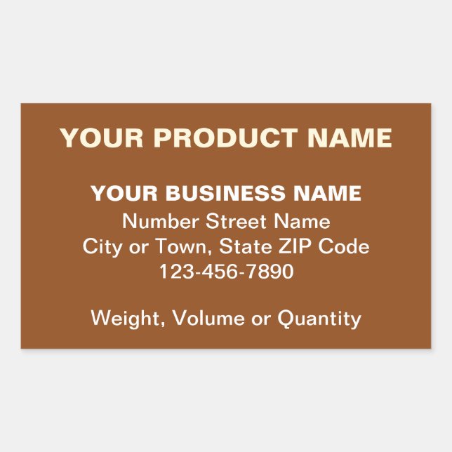 Minimal Plain Texts of Business Product on Brown Rectangular Sticker (Front)