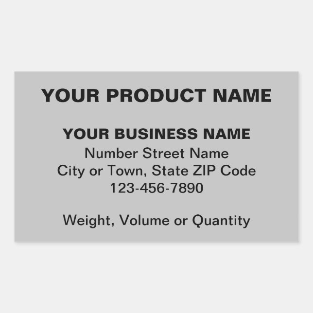 Minimal Plain Texts of Business Product on Grey Rectangular Sticker (Front)