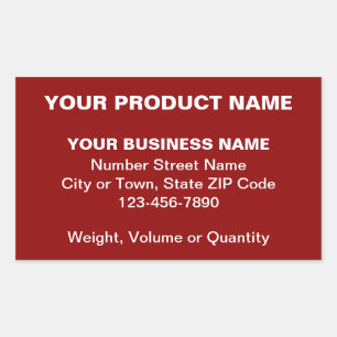 Minimal Plain Texts of Business Product on Red Rectangular Sticker