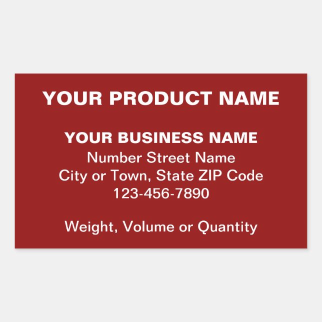 Minimal Plain Texts of Business Product on Red Rectangular Sticker (Front)