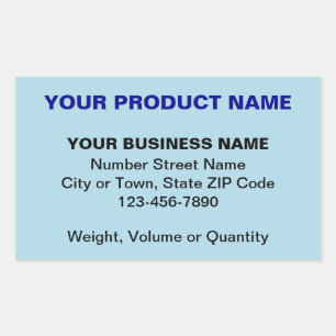 Minimal Plain Texts of Product on Light Blue Rectangular Sticker