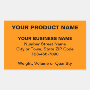Minimal Plain Texts of Product on Orange Colour Rectangular Sticker