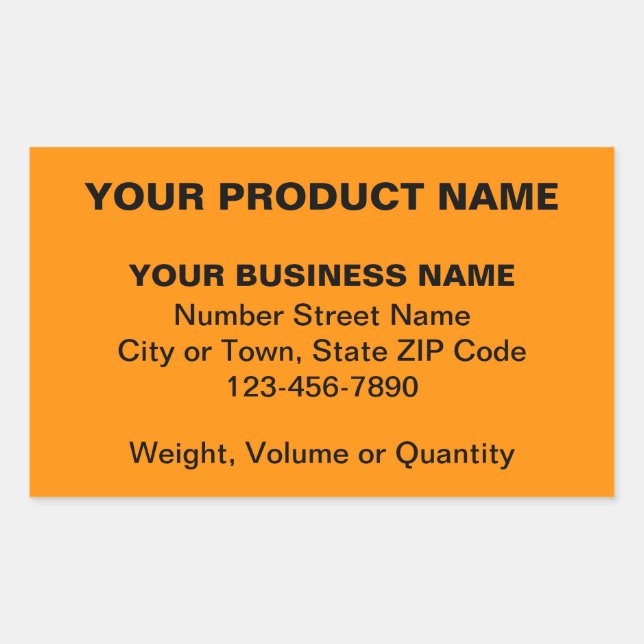 Minimal Plain Texts of Product on Orange Colour Rectangular Sticker (Front)