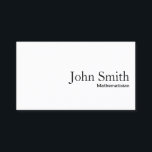 Minimal Plain White Mathematician Business Card<br><div class="desc">Minimal Plain White Mathematician Business Card.</div>