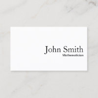 Minimal Plain White Mathematician Business Card