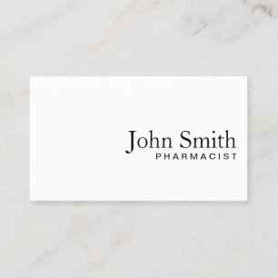 Minimal Plain White Pharmacist Business Card