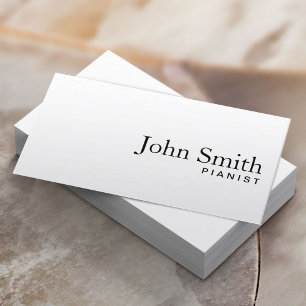Minimal Plain White Pianist Business Card