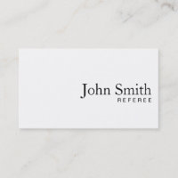 Minimal Plain White Referee Business Card