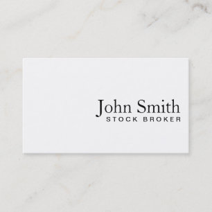 Minimal Plain White Stock Broker Business Card