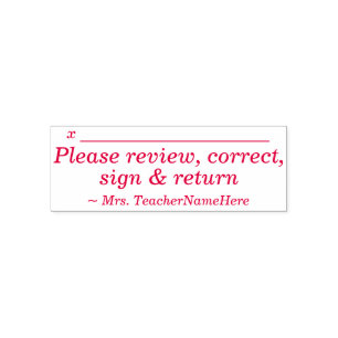 Minimal "Please review, correct, sign & return" Self-inking Stamp
