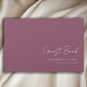 Minimal, Plum Handwriting Script Wedding  Guest Book