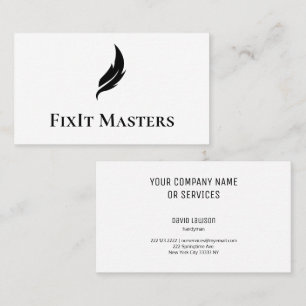 minimal plumber black and white business cards