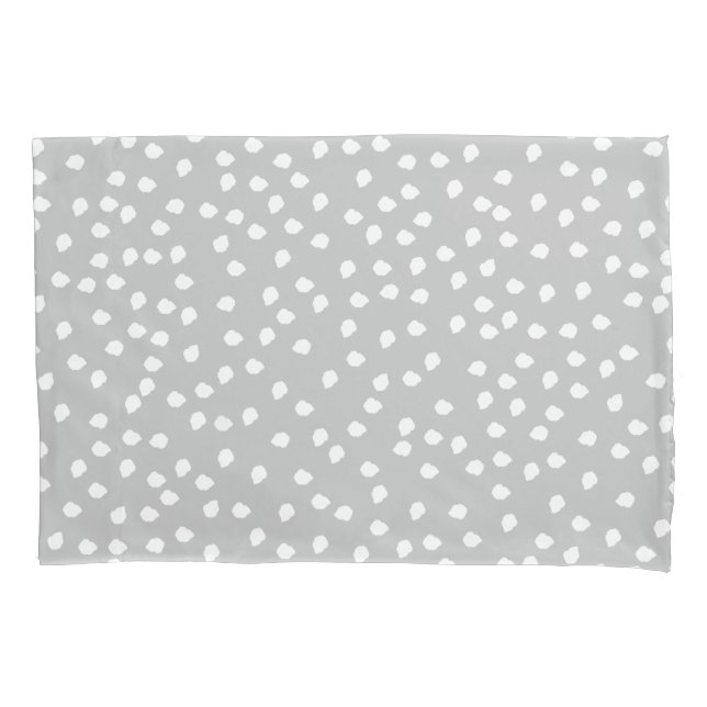 Minimal Polka Dot Grey and White Pillowcase (Front)