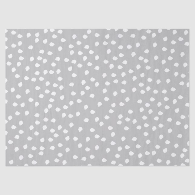 Minimal Polka Dot Grey and White  Tissue Paper (Front)