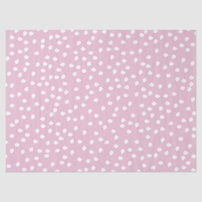Minimal Polka Dot Pink and White  Tissue Paper (Front)