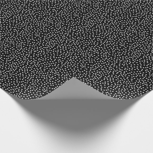 Minimal Polka Dot  Wrapping Paper Black and White (Corner)