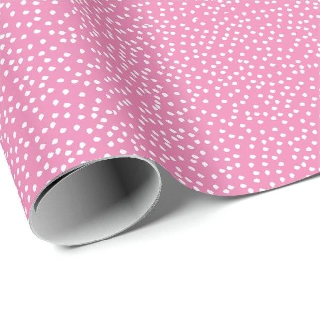 Minimal Polka Dot  Wrapping Paper Pink (Roll Corner)
