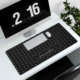 Minimal Polka Dots Calligraphy Custom Desk Mat