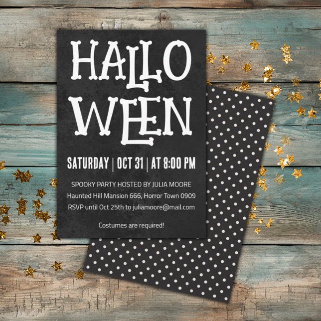 Minimal Polka Dots Halloween Party Invitation (Creator Uploaded)