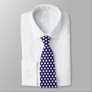 Minimal Polka Dots Pattern Indigo Blue and White Tie