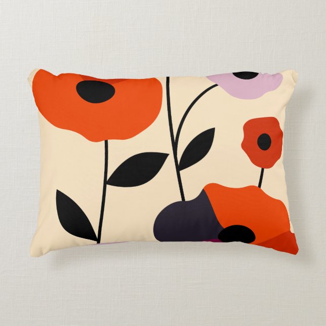 Minimal Poppy Bloom Decorative Cushion (Front)