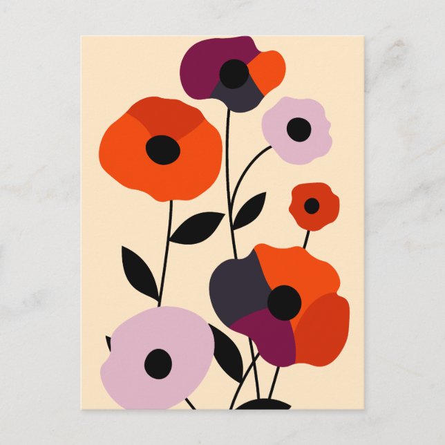 Minimal Poppy Bloom Holiday Postcard (Front)