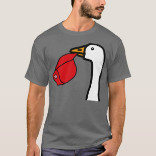 Minimal Portrait Goose Stealing Red Hat T-Shirt