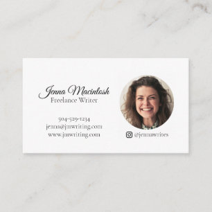 Minimal Portrait Picture Instagram Handle Business Business Card
