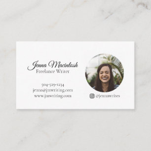 Minimal Portrait Picture Instagram Handle Business Card