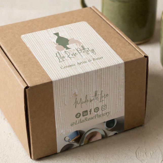 Minimal Pottery Ceramic Logo Business Box Wrap (Minimal Pottery Ceramic Logo Business Box Wrap Label)