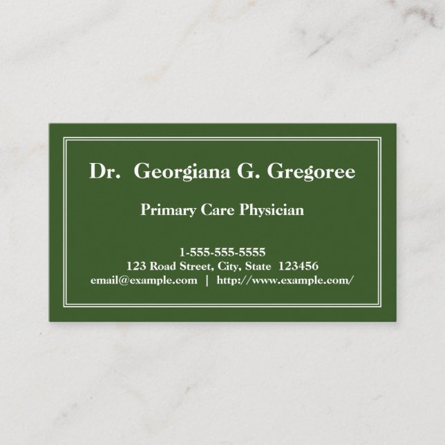Minimal Primary Care Physician Business Card (Front)