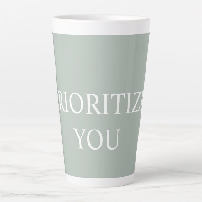 Minimal Prioritise You Quote Ash Colour Latte Mug (Front)