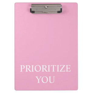 Minimal Prioritise You Quote Dusty Rose Pink Clipboard