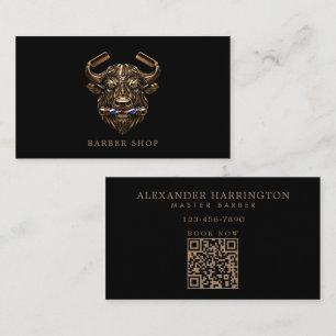 Minimal Professional Barber Shop Bronze Buffalo  Business Card