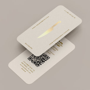 Minimal Professional Chef Knife Sand Business Card