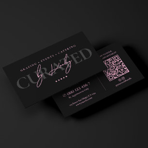 Minimal Professional Curator Pink Black Business Card
