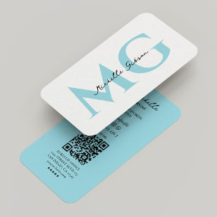 Minimal Professional Egg Blue Initials Modern  Business Card