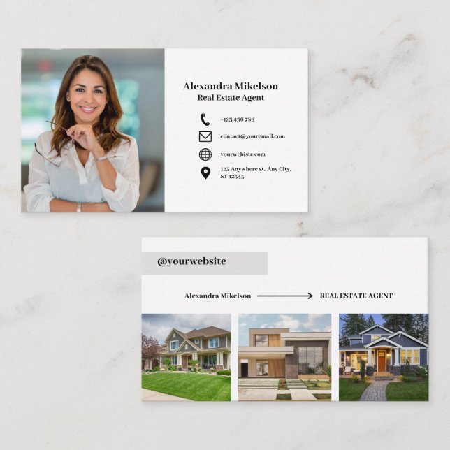 Minimal & Professional Employee Business 4 Photos  Business Card (Front/Back)